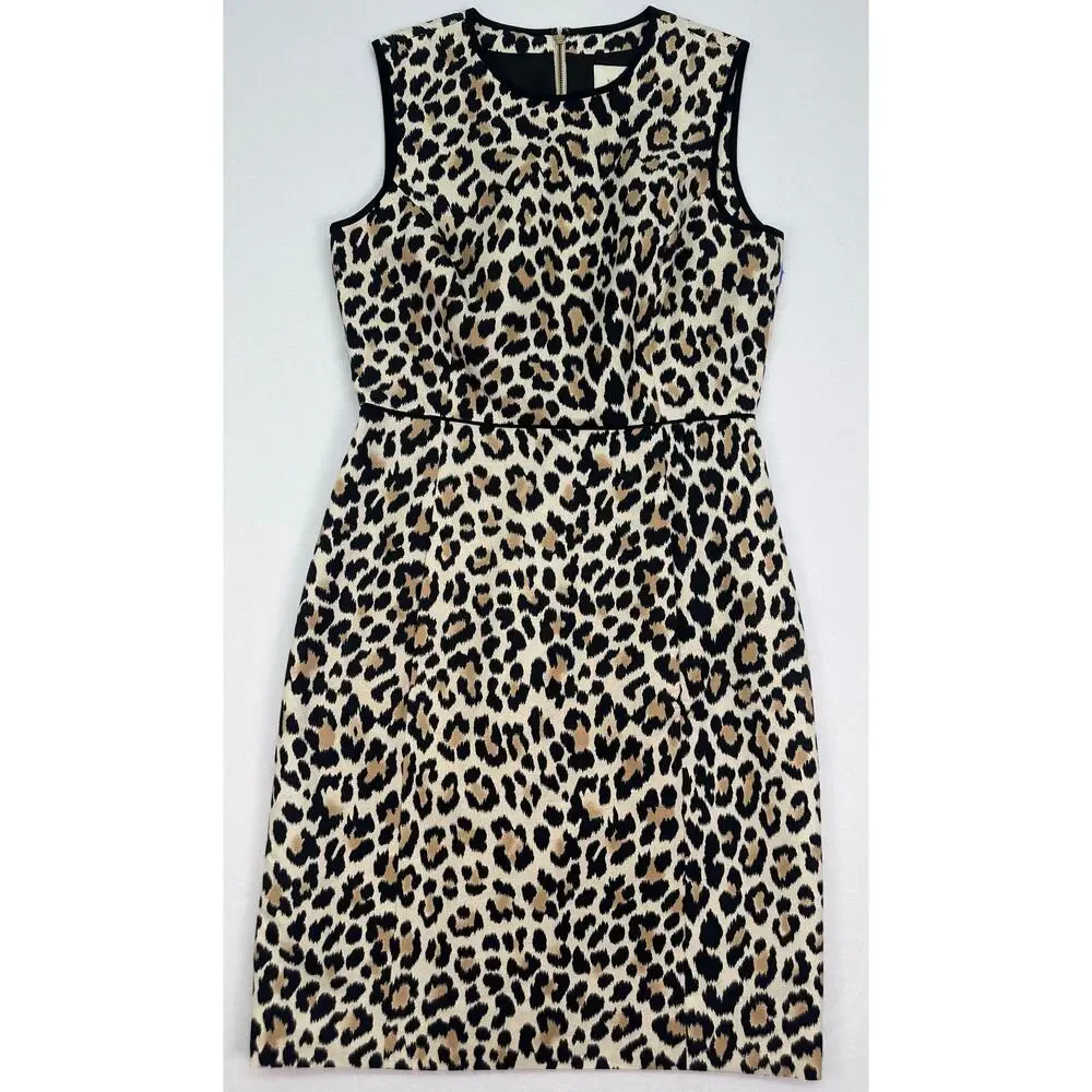 Kate Spade New York Leopard Print Sleeveless Sheath Dress Size 6 Silk Blend - Picture 4 of 11